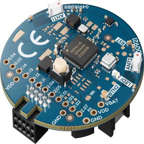 Nordic Semiconductor nRF54L15-TAG Wireless SoC Tag Prototyping Platform, Dual Antenna Bluetooth LE Channel Sounding, 6-Axis IMU, Environmental Sensor, CR2032 Battery